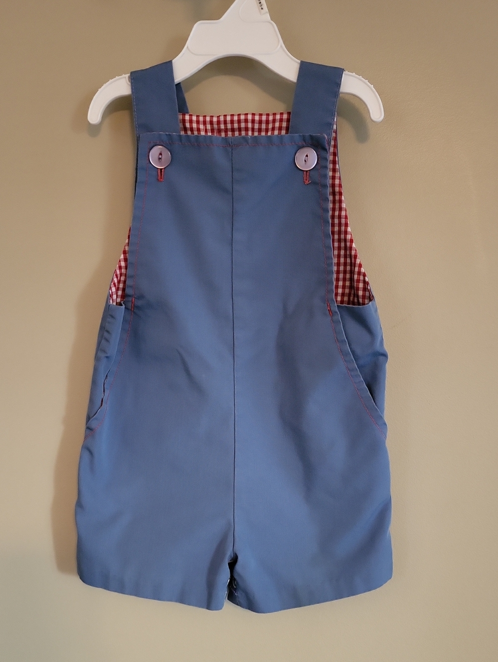 Vintage gingham lined blue shortalls